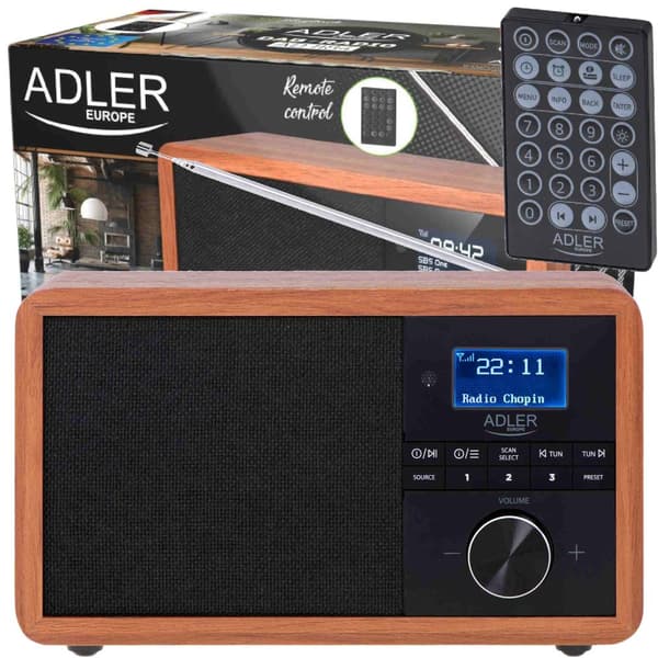 RADIO BLUETOOTH KUCHENNE FM USB SD ALARM PILOT RETRO DĄB ADLER | AD1184
