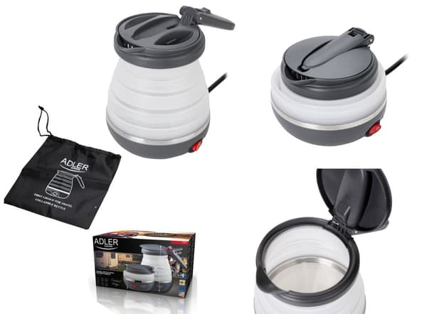 CZAJNIK TURYSTYCZNY SKŁADANY 0,6L 750W WTYCZKA ANGIELSKA UK ADLER AD1370UK