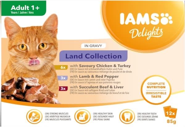 Iams Cat Adult Land collection in Gravy 12x85g