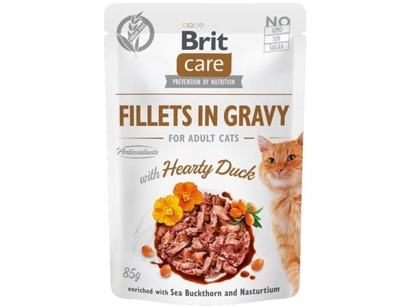 Brit Brit Care Cat Pouch Duck - andefileter i saus, våt kattemat, 85g pose universal