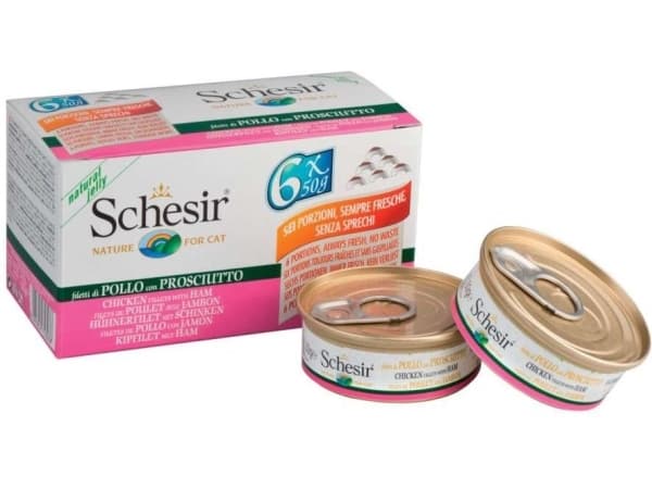 Schesir Schesir Cat Multipack i gelé, kyllingfilet med skinke, 6x50g