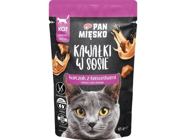 Pan Mięsko PAN MIĘSKO Pieces in sauce Chicken with shrimp (aikuinen) - kissan märkäruoka - 85g