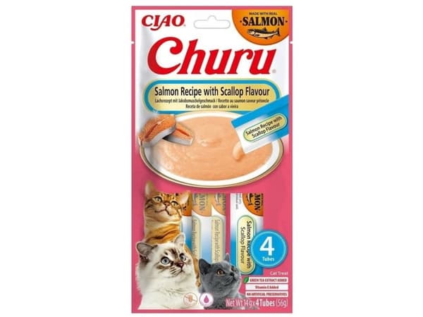 INABA CAT CHURU SALMON WITH SCALLOP 4x14g (56g)