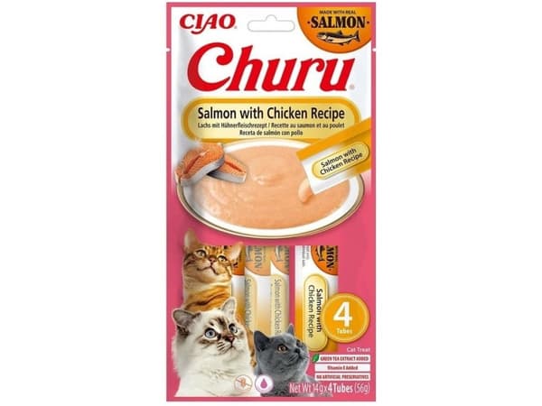 INABA CAT CHURU SALMON WITH CHICKEN przysmak dla kota 4x14g (56g)