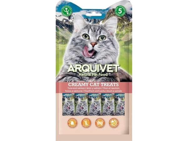 ARQUIVET Cremet snack med tun og laks - godbid til katte - 5x14 g