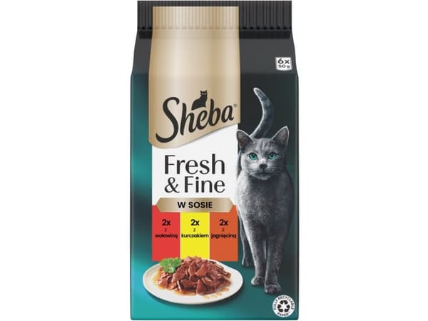 SHEBA Fresh &amp; Fine liharuoat kastikkeessa - kissan märkäruoka - 6x50g