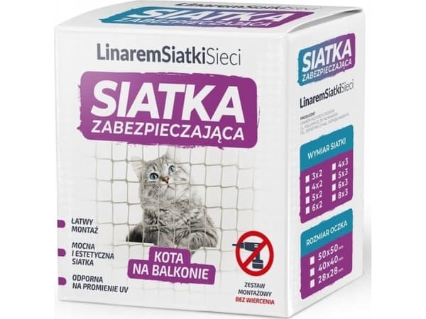 Linarem NetsNets BALKONGNETT FOR KATT 2x3 UTEN BORING MERKETIKRE KATTER