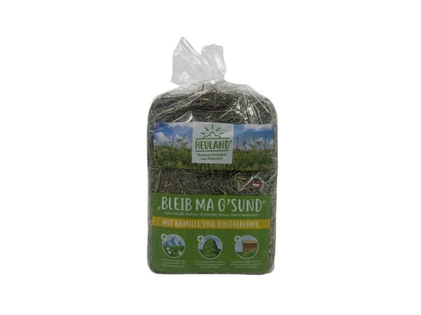 Heuland alpehø med morgenfrue og kamille