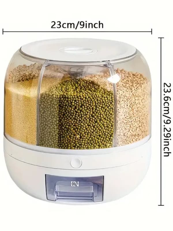 Rotationsdispenser til opbevaring og dispensering af foder og spirer - 6 rum