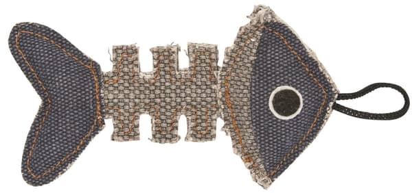 Barry King Fiskeskelet Lavet af Stærkt Materiale | Kattelegetøj | Grå/Marineblå 14 x 7,5 cm