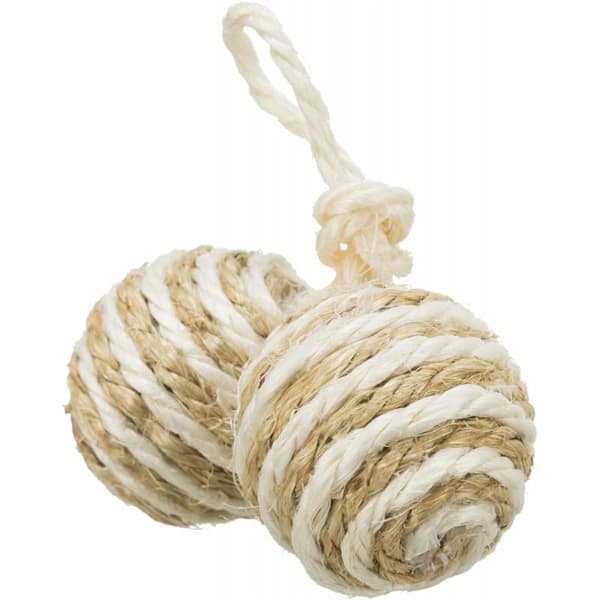 DUBBEL SISALBOLL | Kattleksak | 4,5 cm