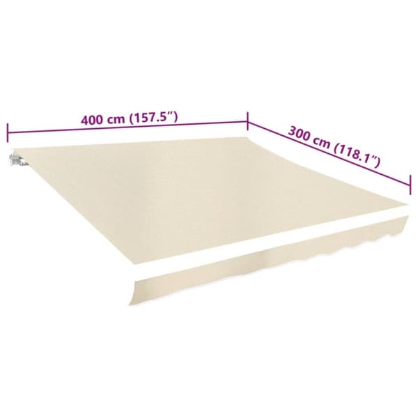 vidaXL Markisduk 4 x 3 m gräddvit (utan ram)