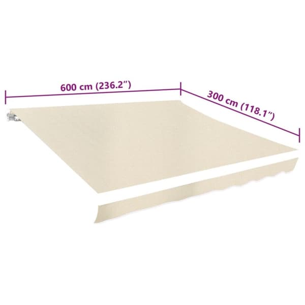 vidaXL Markisduk 6 x 3 m gräddvit (utan ram)