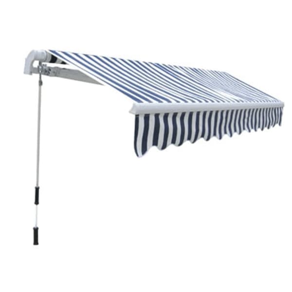 vidaXL Taitettava käsikäyttöinen markiisi 300 cm sininen / valkoinen