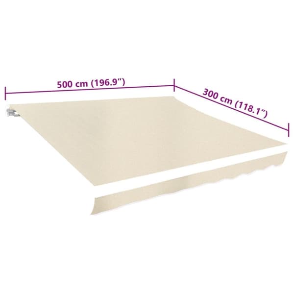 vidaXL Markiseduk 500x300 cm kremhvit