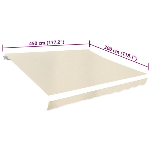 vidaXL Markiseduk 450x300 cm kremhvit