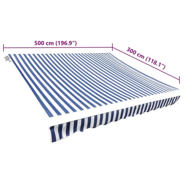 vidaXL Markiseduk 500x300 cm blå og hvit
