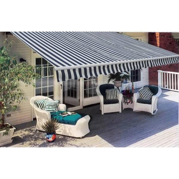 vidaXL Foldbar markise manuell 300 cm blå/hvit