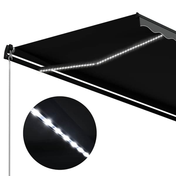 vidaXL Manuaalisesti kelattava markiisi LEDillä 300x250 cm antrasiitti