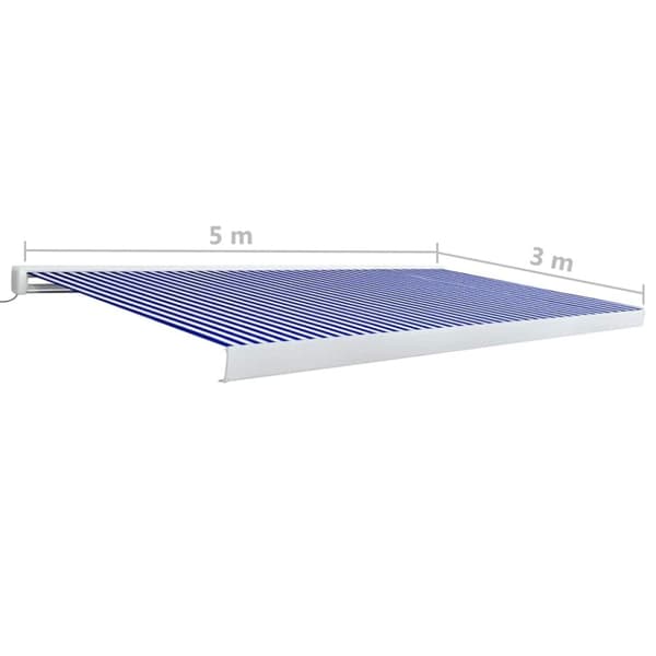 vidaXL Motorisert kassettmarkise 500x300 cm blå og hvit
