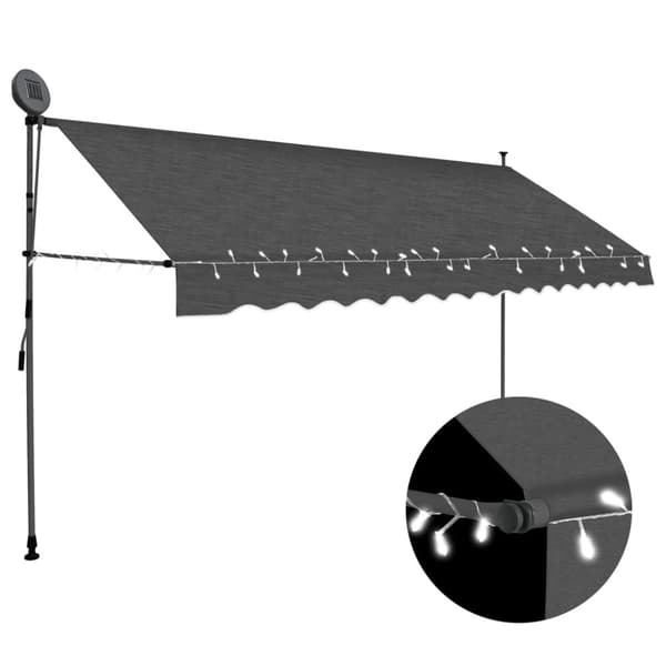 vidaXL Sisäänkelattava markiisi LED-valoilla 400 cm antrasiitti