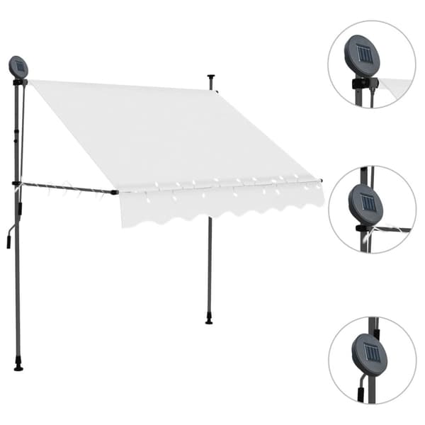 vidaXL Markis manuellt infällbar med LED 100 cm gräddvit