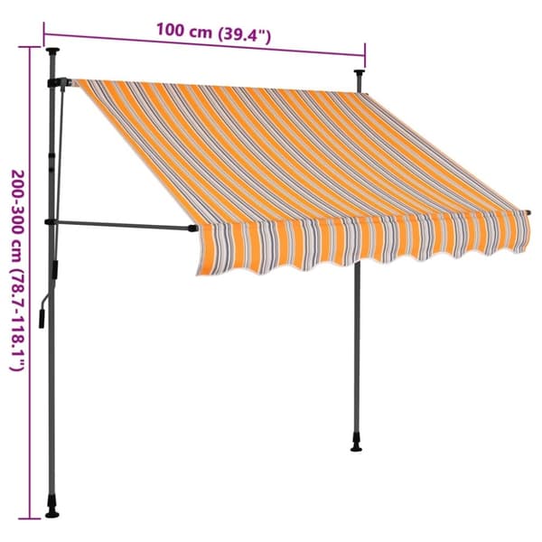 vidaXL markise m. LED-lys manuel betjening 100 cm gul og blå