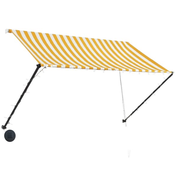 vidaXL Uttrekkbar markise med LED 250x150 cm gul og hvit