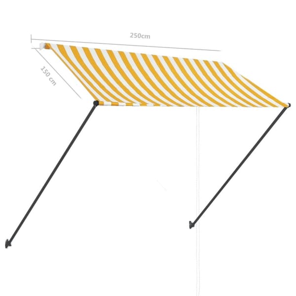 vidaXL Uttrekkbar markise med LED 250x150 cm gul og hvit