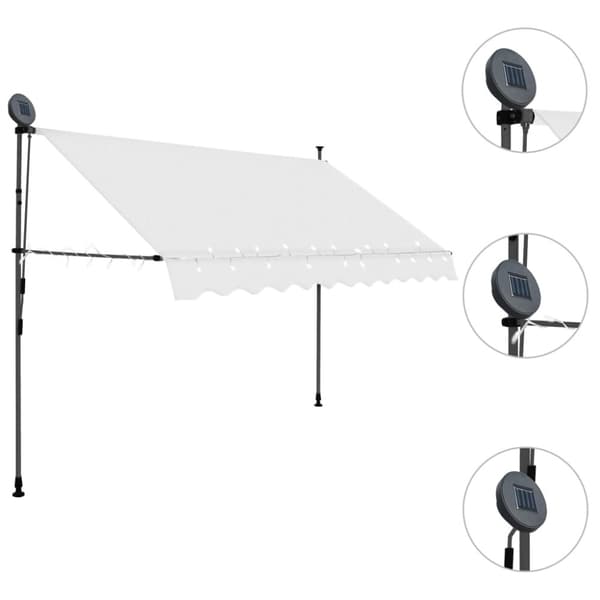 vidaXL markise m. LED-lys manuel betjening 250 cm cremefarvet