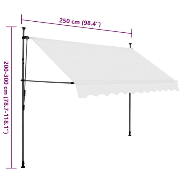 vidaXL markise m. LED-lys manuel betjening 250 cm cremefarvet