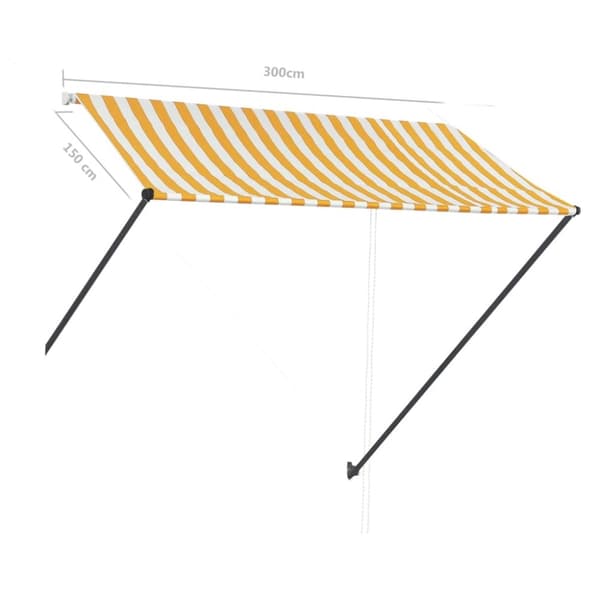 vidaXL Markis med LED 300x150 cm gul och vit