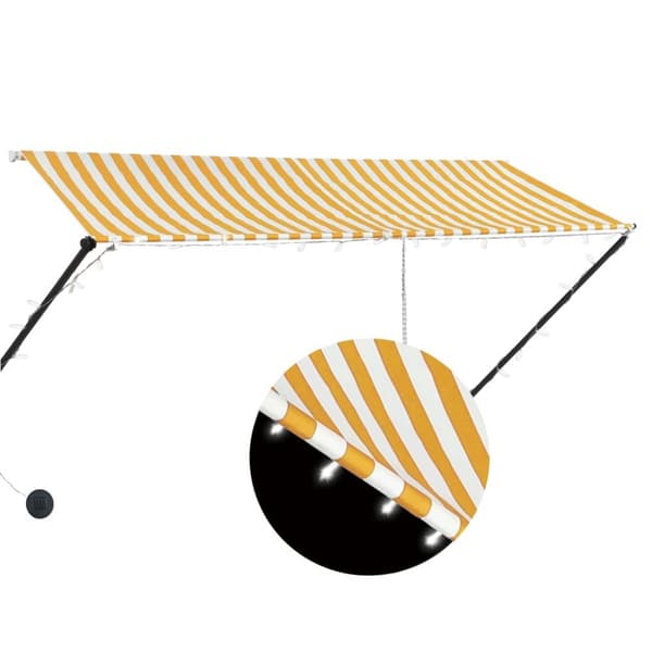 vidaXL Markis med LED 300x150 cm gul och vit