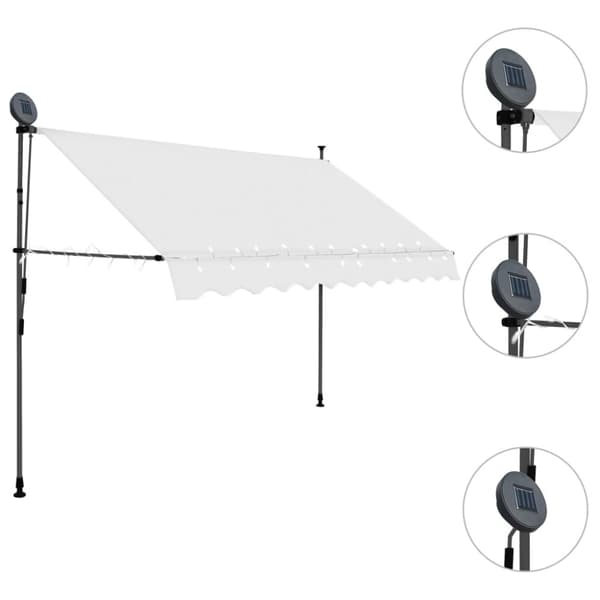 vidaXL Manuell uttrekkbar markise med LED 300 cm kremhvit