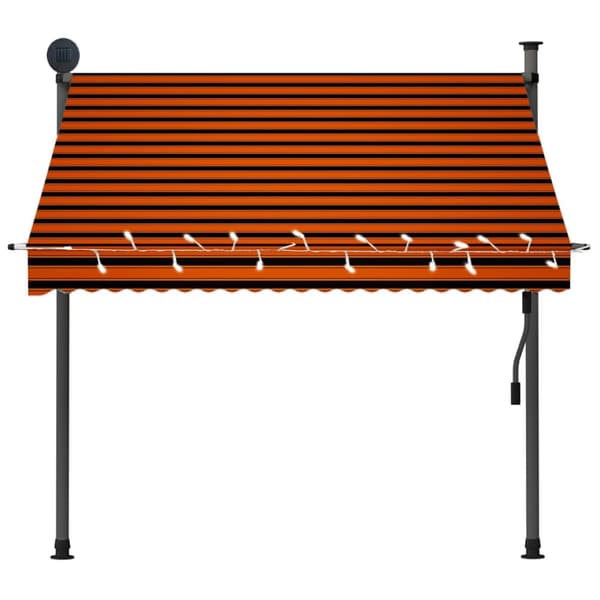vidaXL Markis manuellt infällbar med LED 200 cm orange och brun