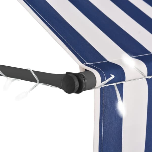 vidaXL Manuell uttrekkbar markise med LED 150 cm blå og hvit