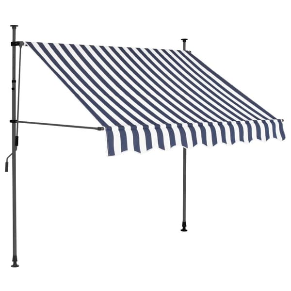 vidaXL Manuell uttrekkbar markise med LED 150 cm blå og hvit