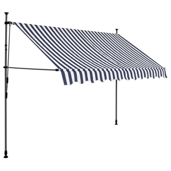 vidaXL Manuell uttrekkbar markise med LED 250 cm blå og hvit