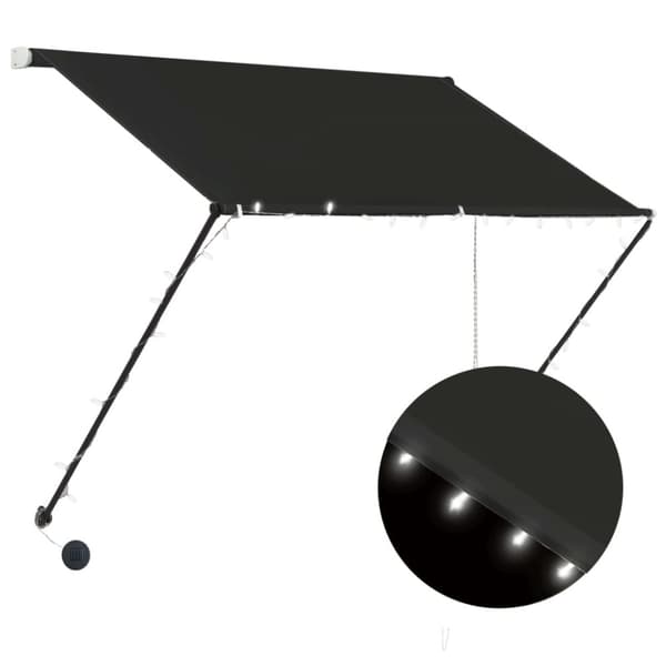 vidaXL Markis med LED 150x150 cm antracit