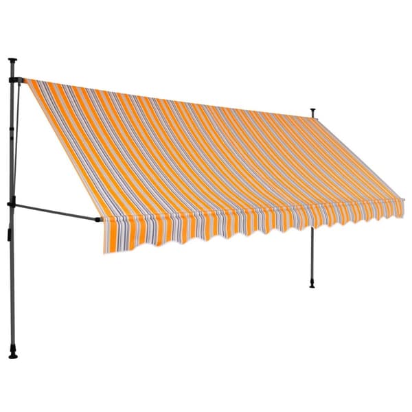 vidaXL markise m. LED-lys manuel betjening 400 cm gul og blå