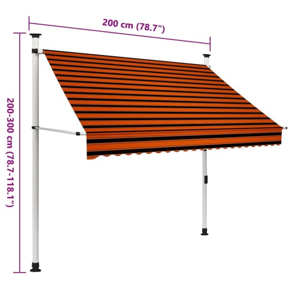 vidaXL Manuell uttrekkbar markise 200 cm oransje og brun
