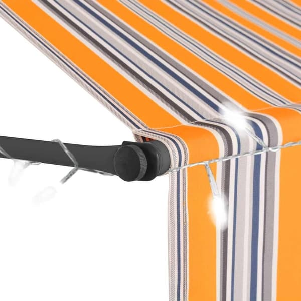 vidaXL Manuell uttrekkbar markise med LED 250 cm gul og blå