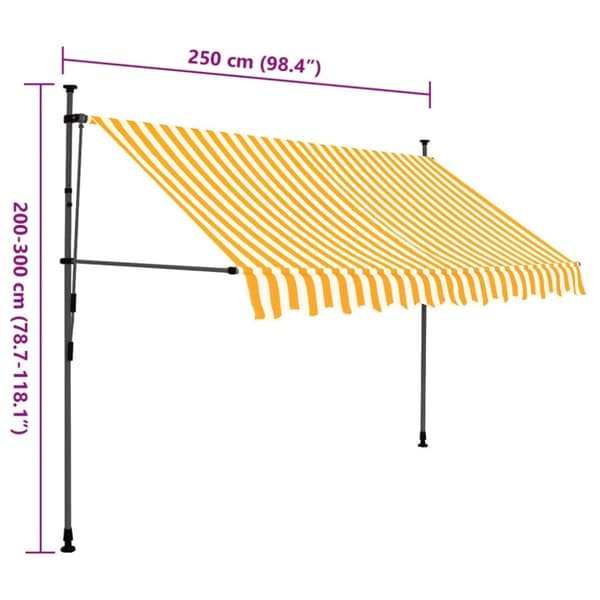 vidaXL markise m. LED-lys manuel betjening 250 cm hvid og orange