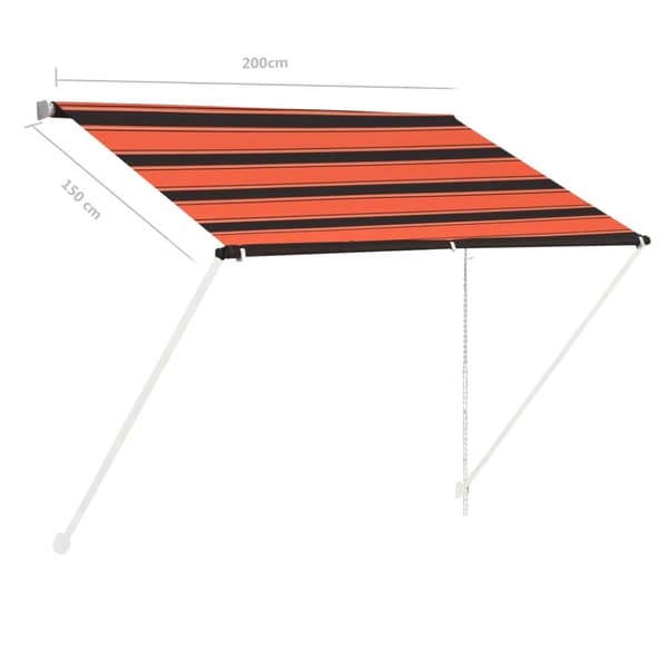 vidaXL Sisäänkelattava markiisi 200x150 cm oranssi ja ruskea