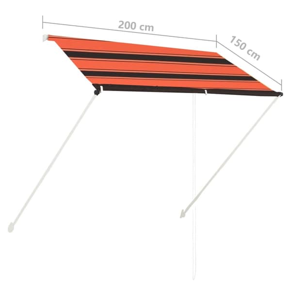 vidaXL Sisäänkelattava markiisi 200x150 cm oranssi ja ruskea