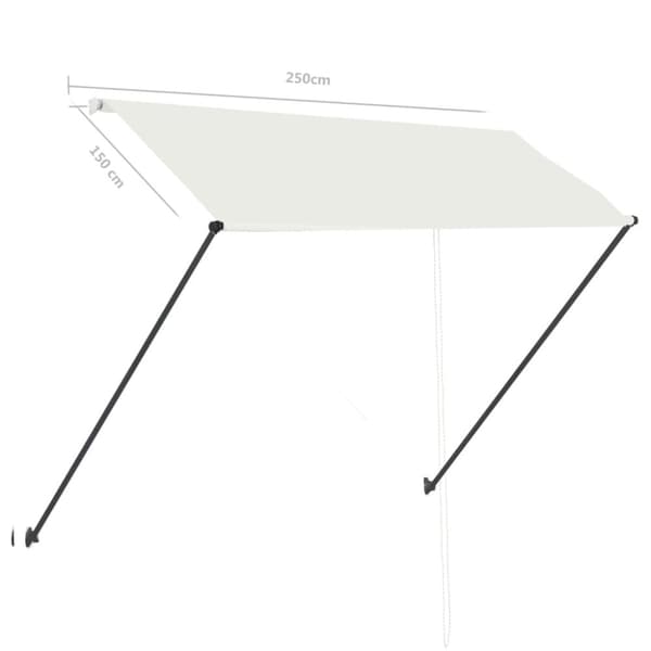 vidaXL Uttrekkbar markise med LED 250x150 cm kremhvit
