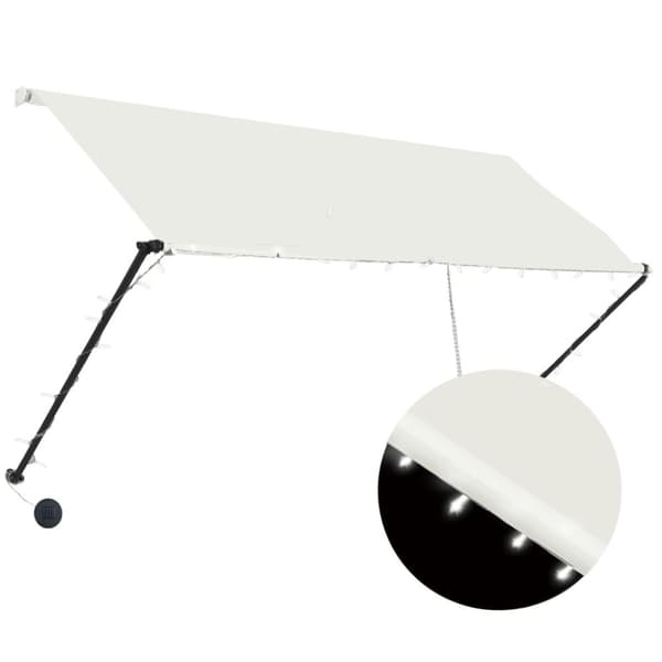 vidaXL Uttrekkbar markise med LED 250x150 cm kremhvit