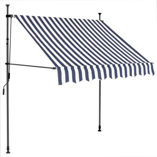 vidaXL Manuell uttrekkbar markise med LED 100 cm blå og hvit