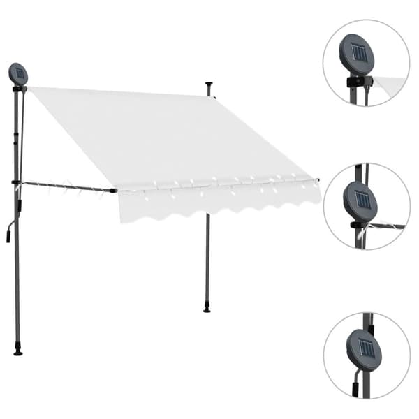 vidaXL markise m. LED-lys manuel betjening 150 cm cremefarvet