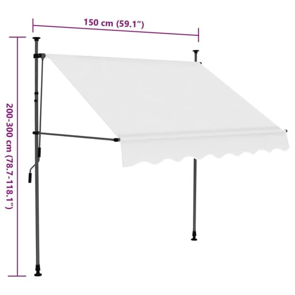 vidaXL markise m. LED-lys manuel betjening 150 cm cremefarvet